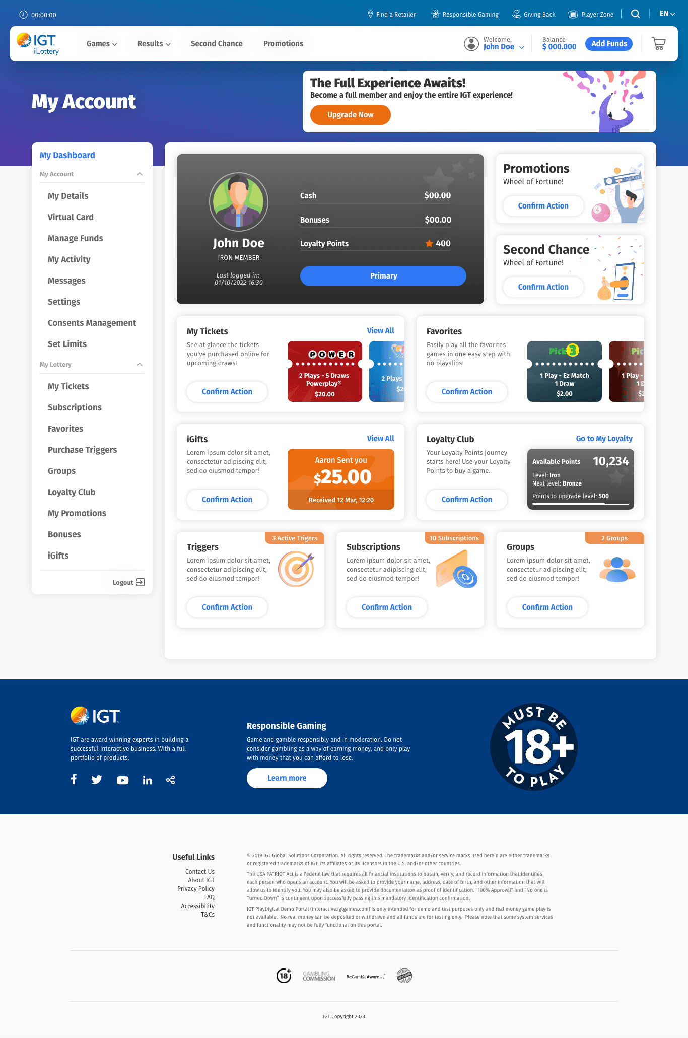 Landing page on PC